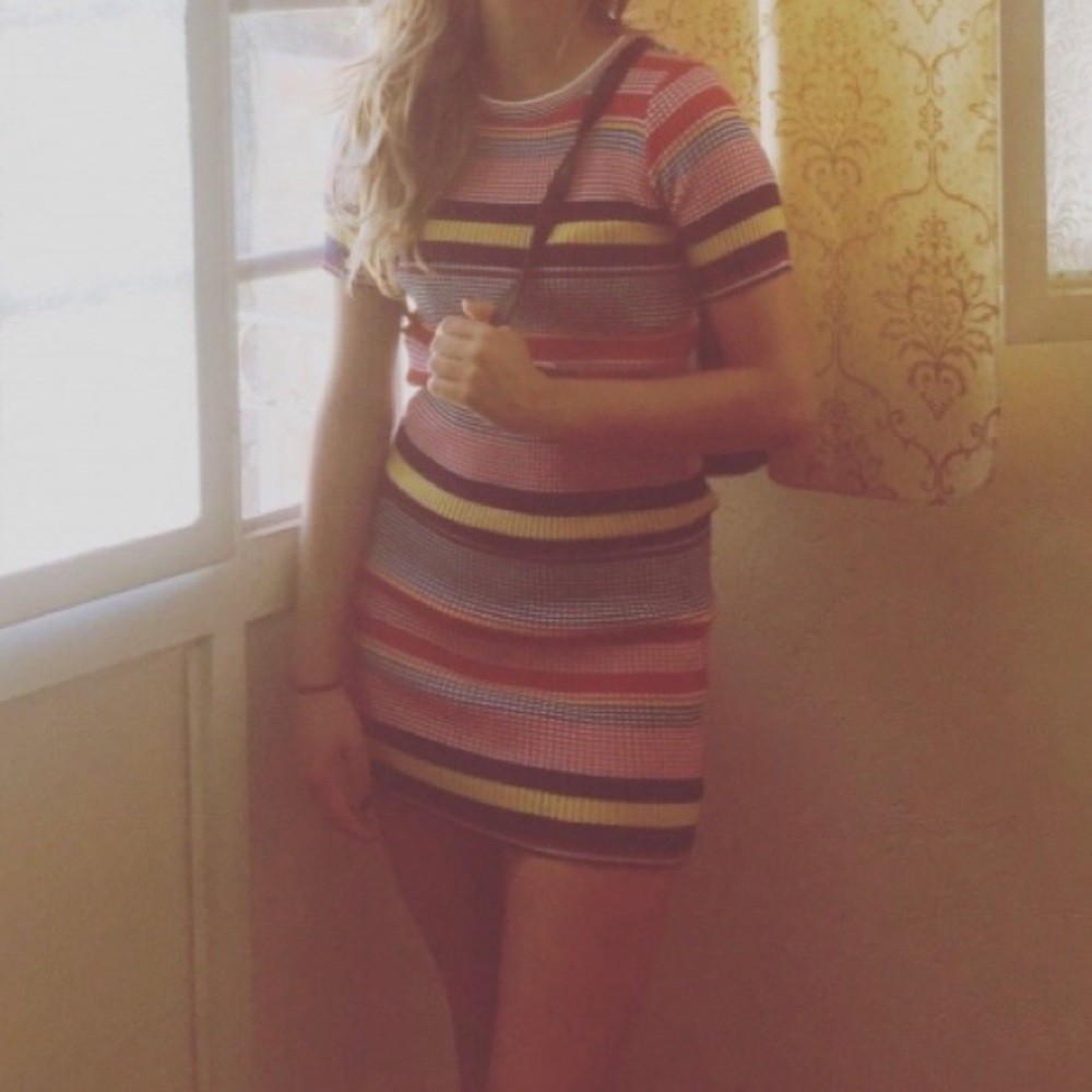 Striped colored sweater dress